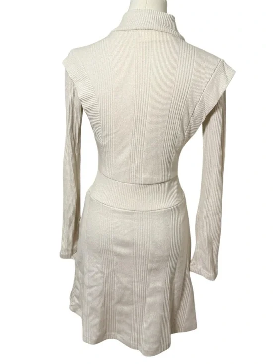 NWT Maeve by Anthropologie Strong Shoulder Ribbed Sweater Dress Ivory Size XXS - Picture 6 of 10